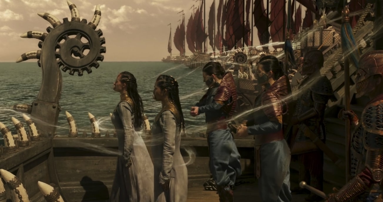 西の果ての海岸にきた女性戦士たちの船団 シーズン1ラストシーン
